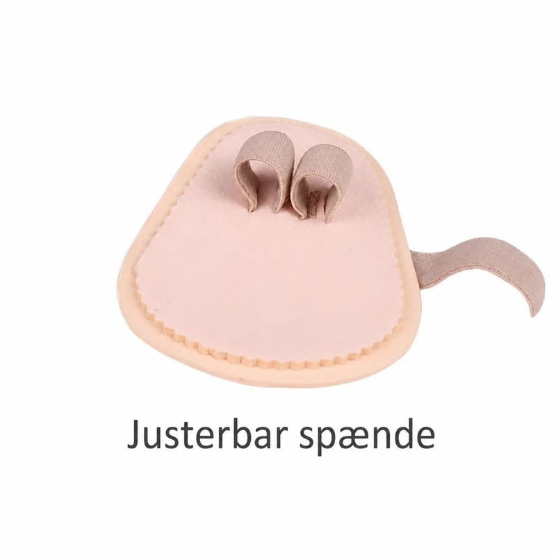 Beige forfodsstøtte til hammertå med to tåstropper og justerbar rem