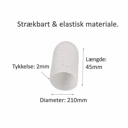 Gennemsigtig ventileret tåbeskytter med mål for længde, diameter og tykkelse
