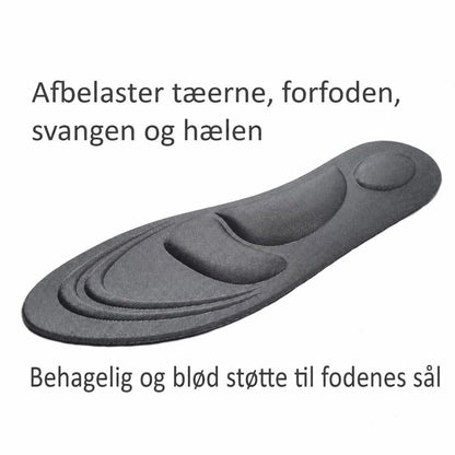 Grå indlægssål med forhøjede zoner ved hæl, svang og forfod