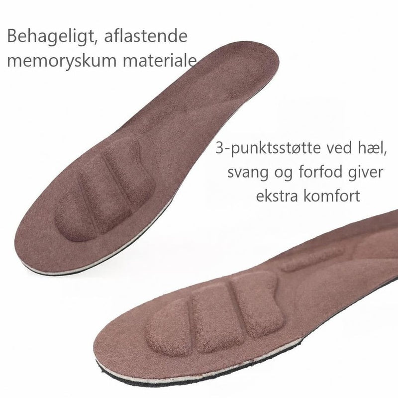 Brune skoinlæg i memoryskum med hæl-, forfods- og svangstøtte