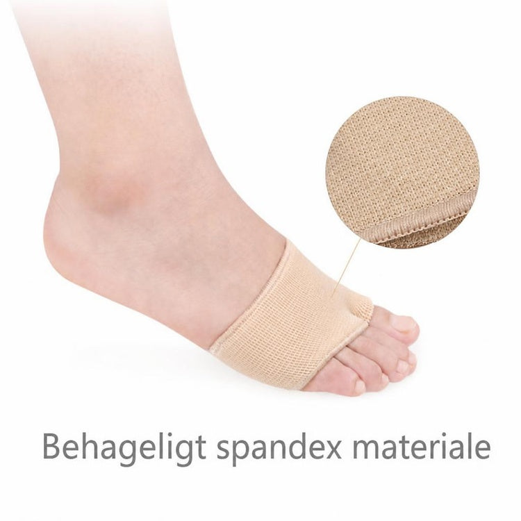 Beige forfodsbeskytter på fod med forstørret visning af stoffet