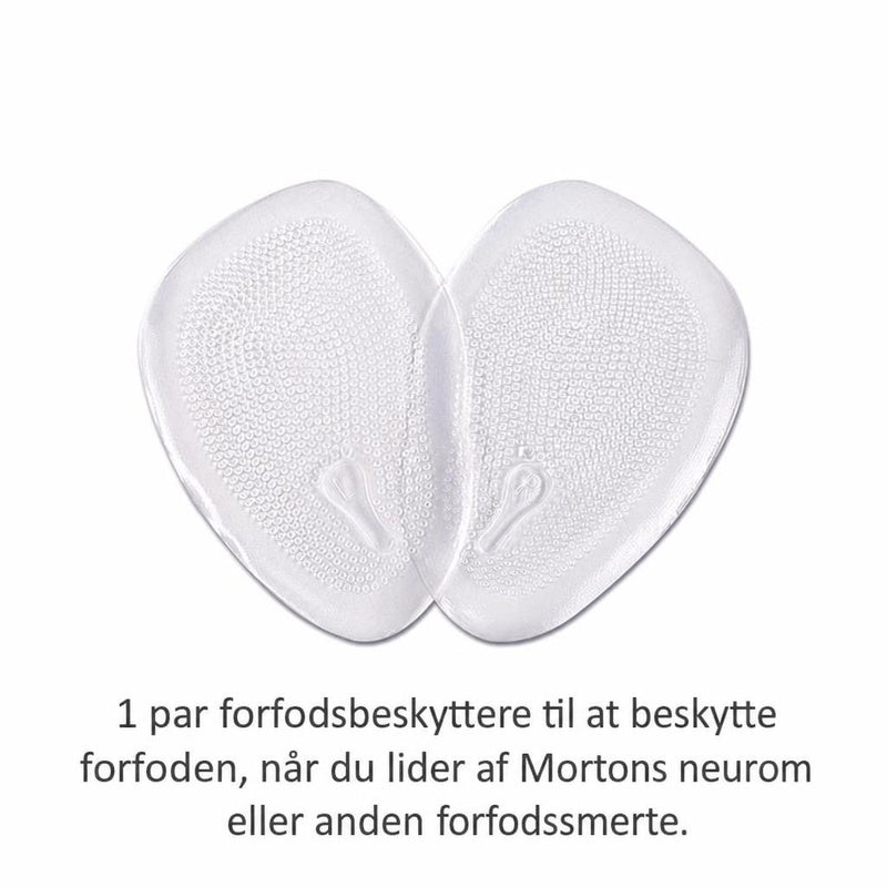 Et par gennemsigtige silikone-forfodspuder med tekstureret overflade