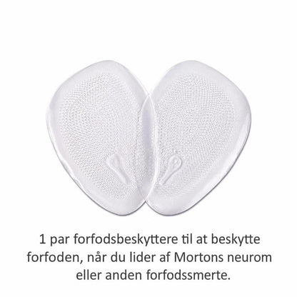 Et par gennemsigtige silikone-forfodspuder med tekstureret overflade