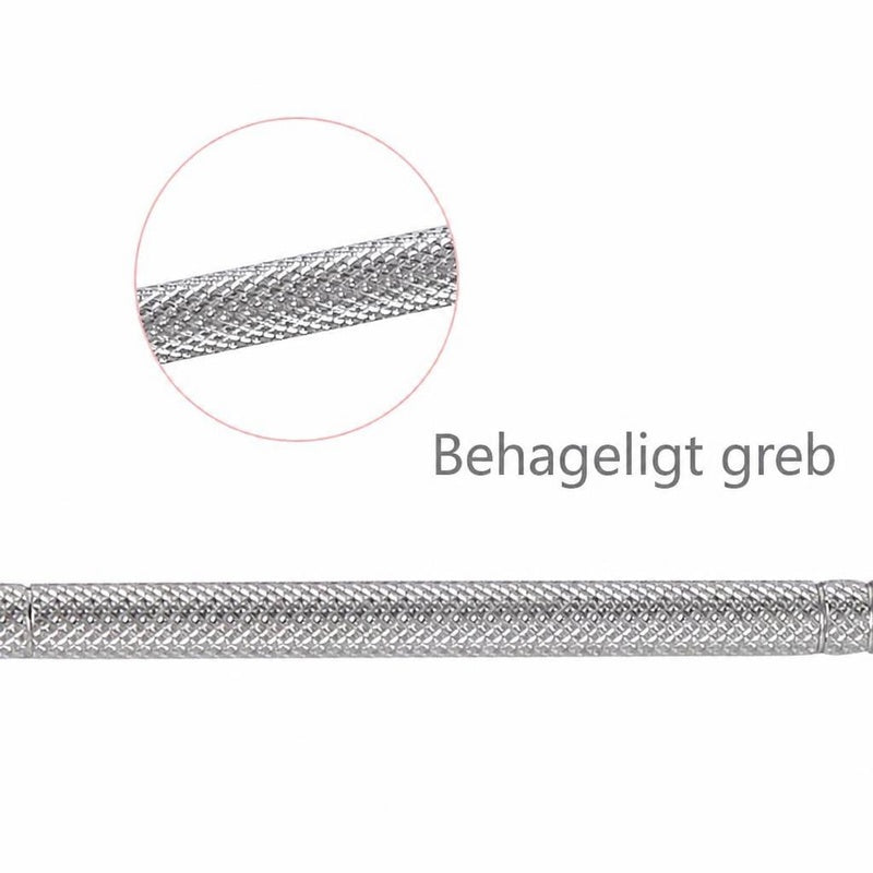 Dubbelsidet negleværktøj i rustfrit stål med rillet greb