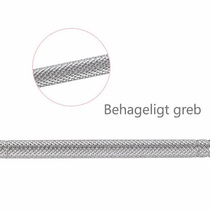 Dubbelsidet negleværktøj i rustfrit stål med rillet greb