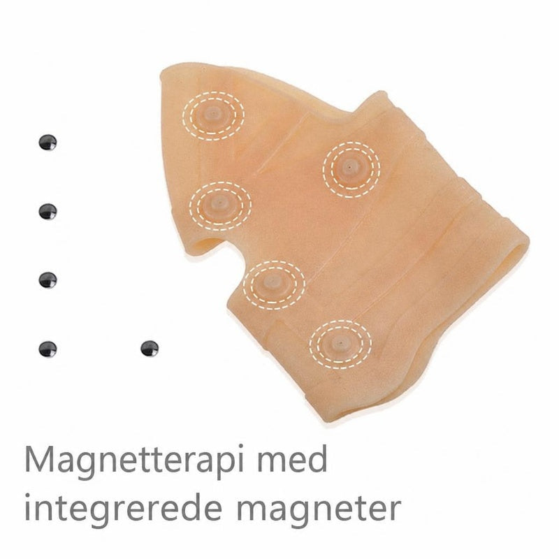 Beige silikoneknæstøtte med markerede indbyggede magneter
