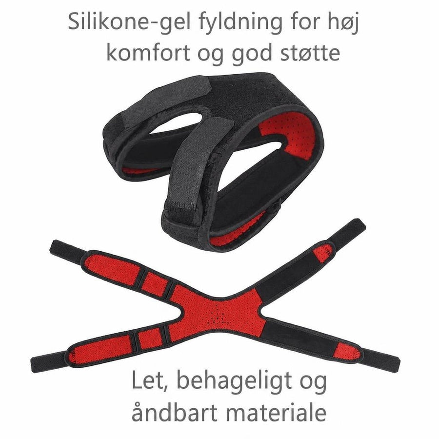 Sort og rødt dobbelt knæstøttebånd med perforeret inderside