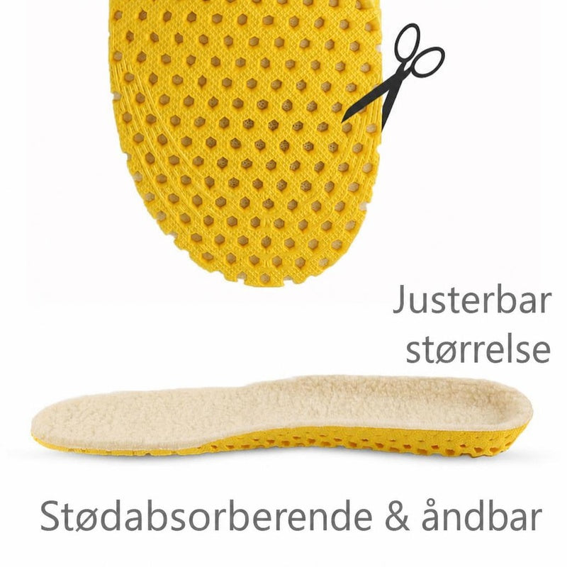 Varm skosål med syntetisk uld og gul perforeret underside