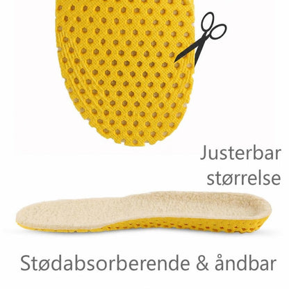 Varm skosål med syntetisk uld og gul perforeret underside