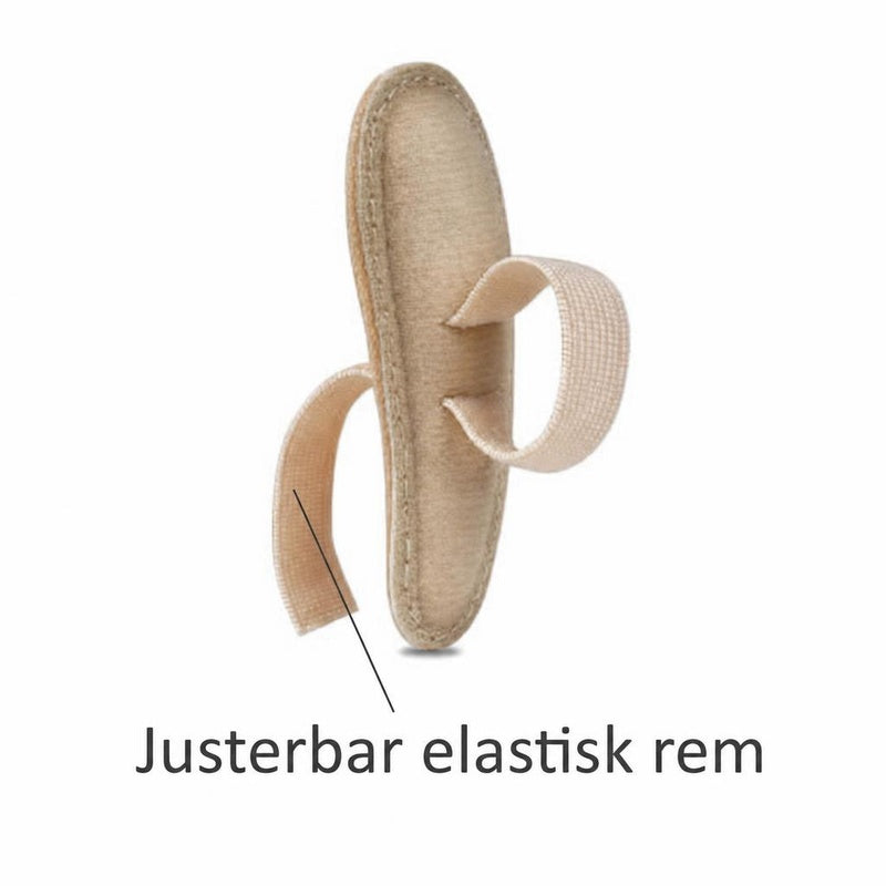 Beige hammertåstøtte med justerbar elastisk rem