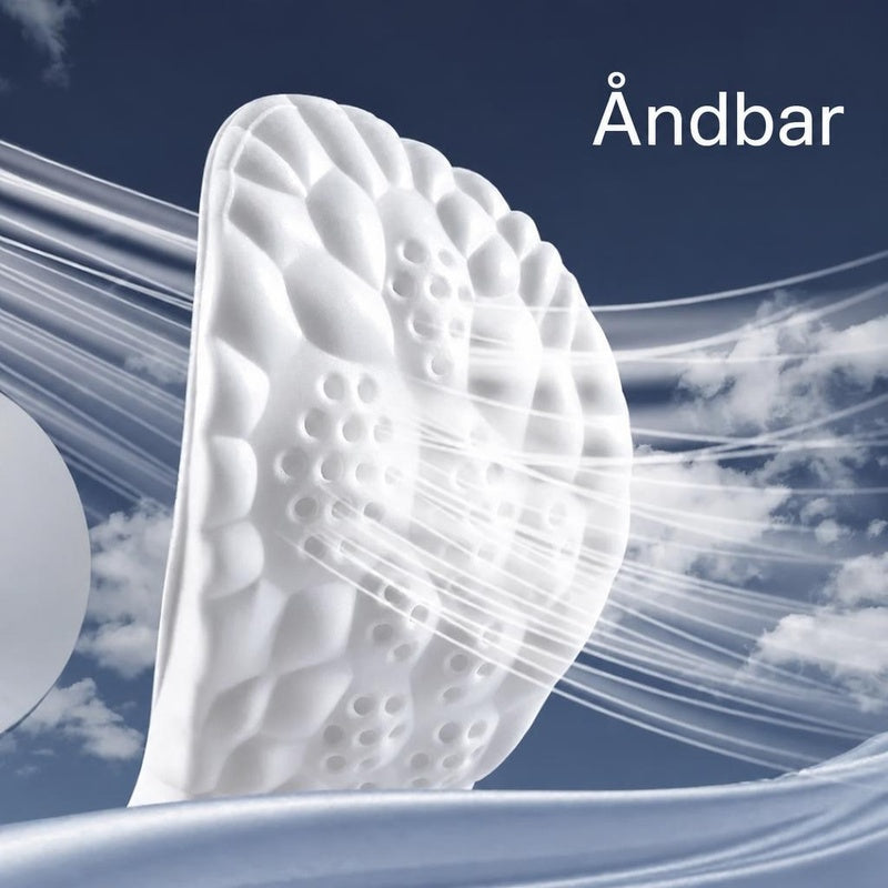 Hvid 4D Cloud indlægssål med ventilationshuller og luftstrømme