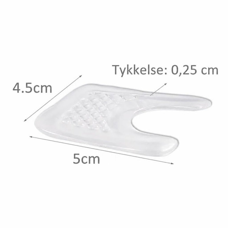 Gennemsigtigt selvklæbende gel-fodbeskytter med mål 4,5 x 5 cm