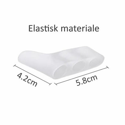 Hvid tåseparator til tre tæer i elastisk materiale med målangivelser