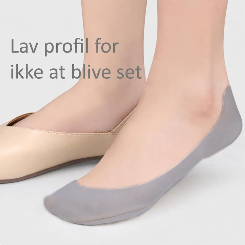 Grå lave strømper med lav profil i flade sko