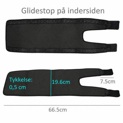 Sort justerbar lårstøtte med indvendigt glidestop og mål
