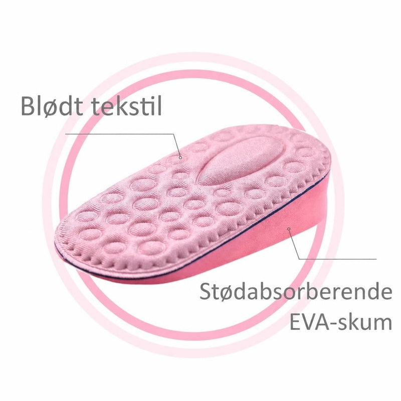 Rosa hælindlæg med tekstiloverflade og kileformet EVA-skum