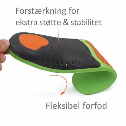 Fleksibelt grønt og sort sportsindlæg med orange støttezoner