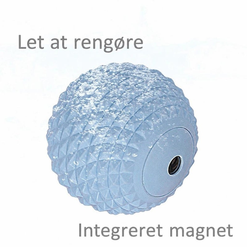 Blå tekstureret massagebold med vanddråber og integreret magnet
