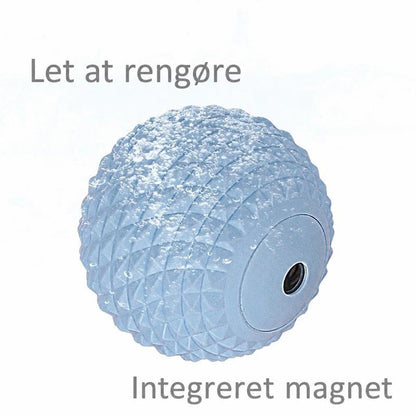 Blå tekstureret massagebold med vanddråber og integreret magnet