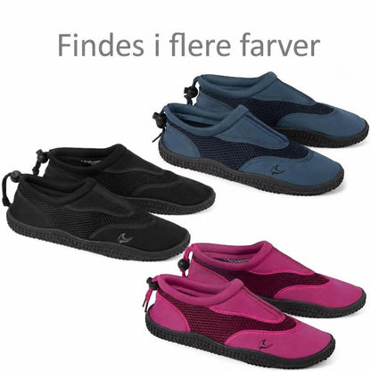 Sorte, blå og pink Rhodos badesko med mesh og snørelukning