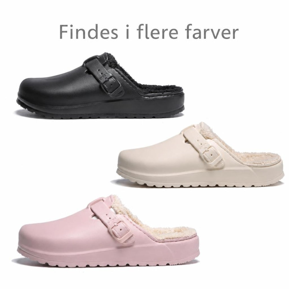 Forede justerbare tøfler i sort, beige og rosa