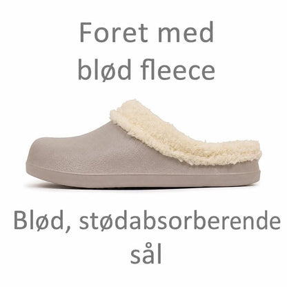 Grå cloud-toffel med blødt fleecefor og tyk sål