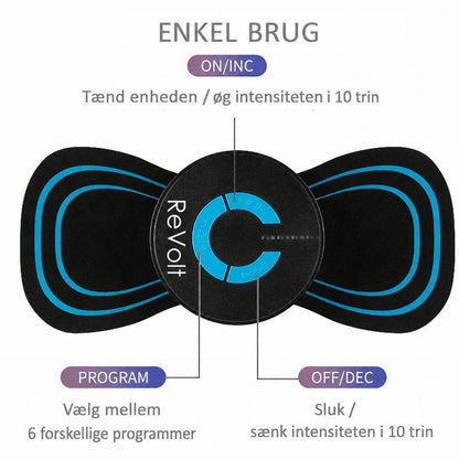 Revolt TENS EMS fodmassageapparat med knapper til program og intensitet