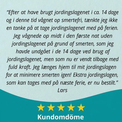 Svensk kundebedømmelse med fem stjerner på turkis baggrund
