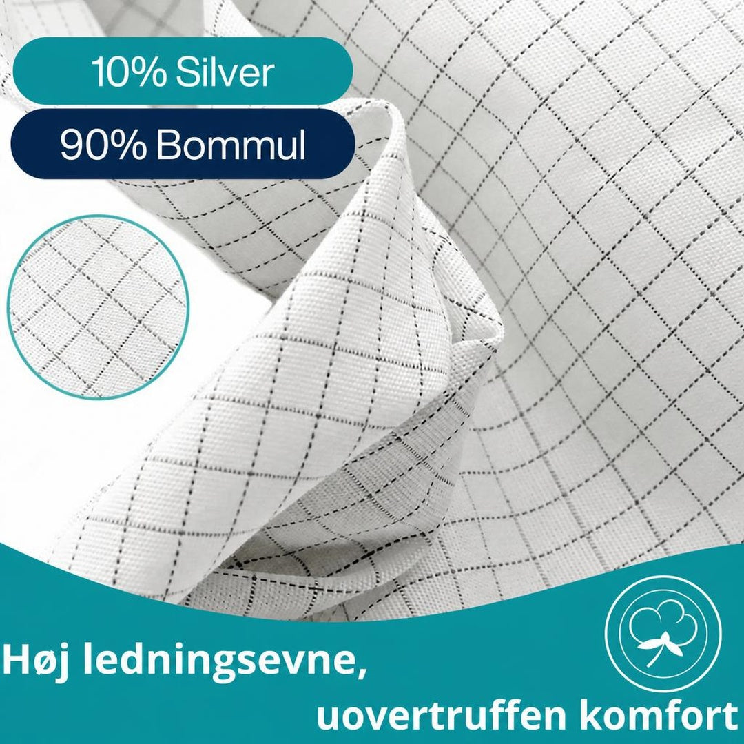 Hvidt jordingslagen med sort gittermønster, 10% sølv og 90% bomuld