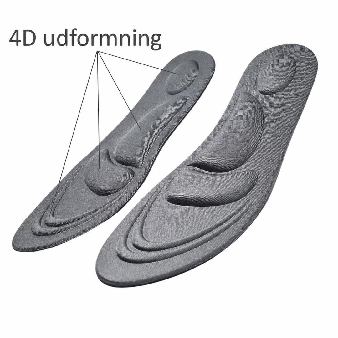 Grå indlægssåler med hævede støttezoner og 4D udformning