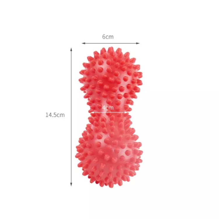 Rød pigget fodmassage-roller med målangivelser 6 cm og 14,5 cm