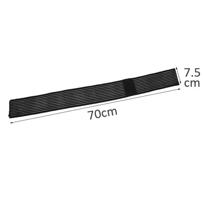 Sort elastisk ankelstøttebånd med mål 70 cm og 7,5 cm