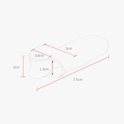 Gennemsigtig tåseparator med knystbeskytter og mål angivet i centimeter