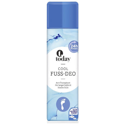 Today Cool Fuss-Deo spray med blå hætte og lyseblå etiket