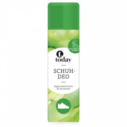 Today skodeodorant spraydåse med grøn hætte og grønt marmoreret design