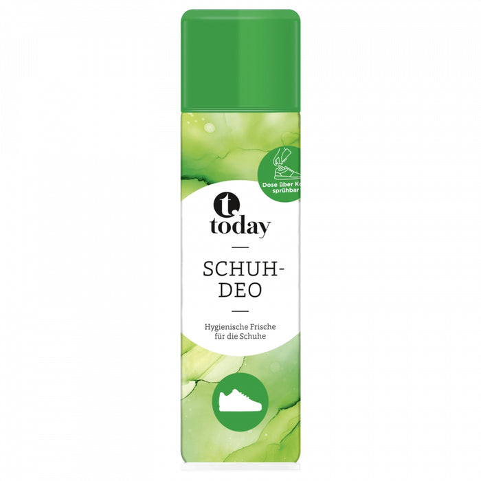 Today skodeodorant spraydåse med grøn hætte og grønt marmoreret design