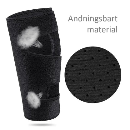 Sort justerbar lægstøtte med stropper og åndbart perforeret materiale